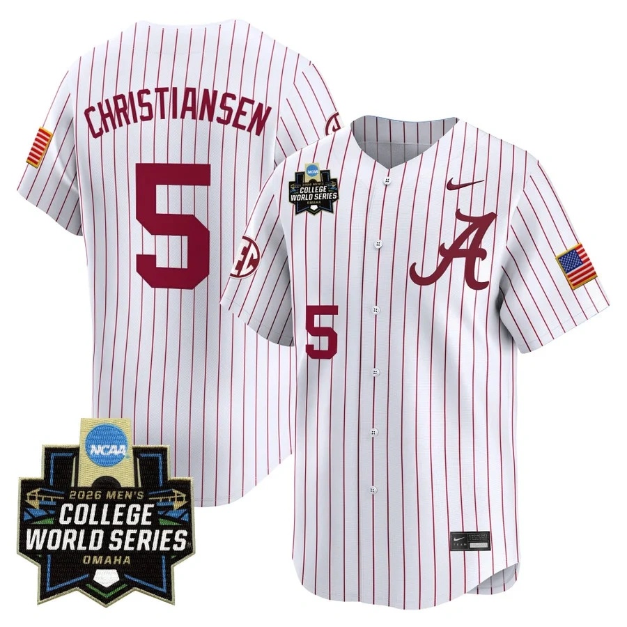 Men's Alabama 2026 World Series Vapor Premier Limited Jersey WHITE2 #5 SAM CHRISTIANSEN