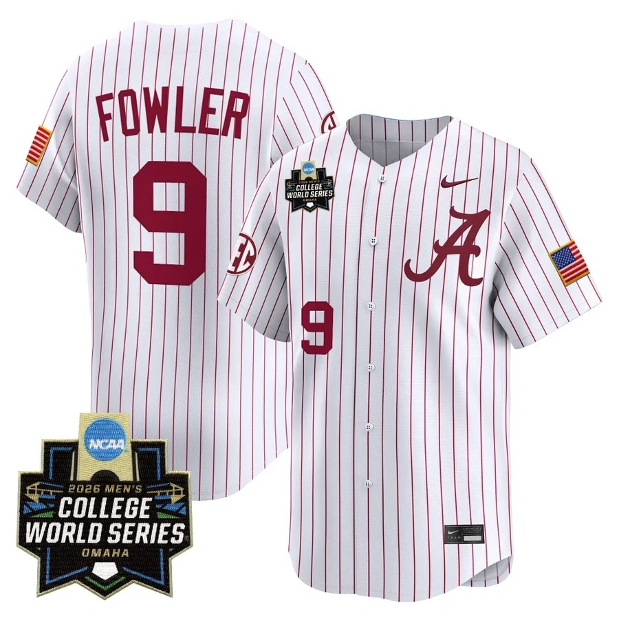 Men's Alabama 2026 World Series Vapor Premier Limited Jersey WHITE2 #9 BRYCE FOWLER