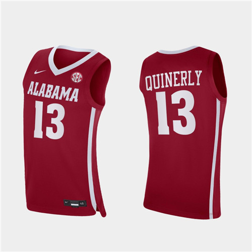 Men's Alabama Crimson Tide #13 Jahvon Quinerly Nike Crimson College Basketball Jersey