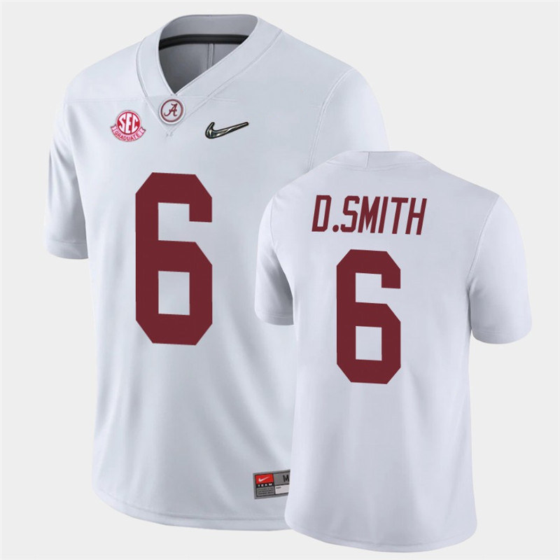 Men's Alabama Crimson Tide #6 DeVonta Smith Nike White Diamond Quest 2021 Playoff Football Jerseys