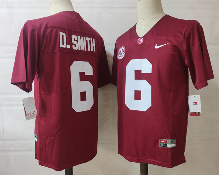 Men's Alabama Crimson Tide #6 DeVonta Smith Red Nike Diamond Quest 2021 Playoff Football Jerseys