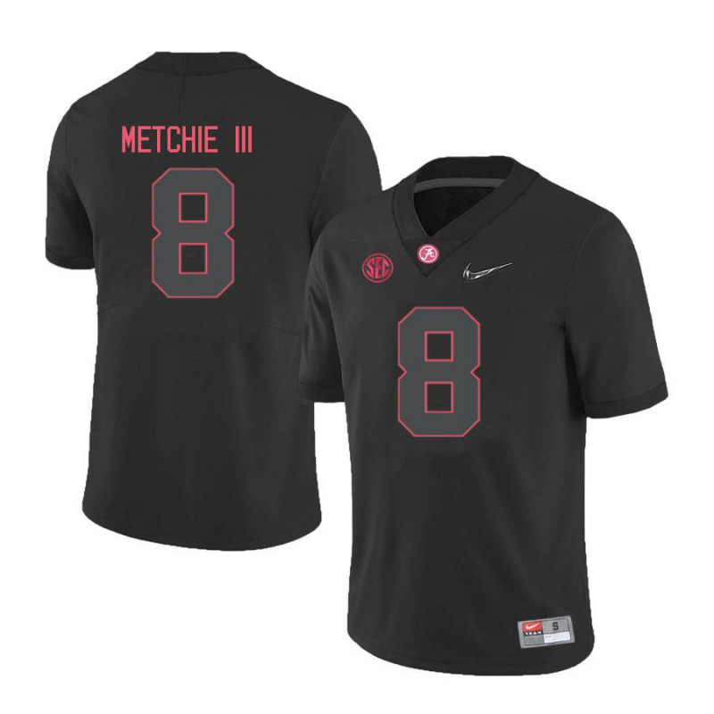 Men's Alabama Crimson Tide #8 John Metchie III Nike Blackout College Game Football Jerseys