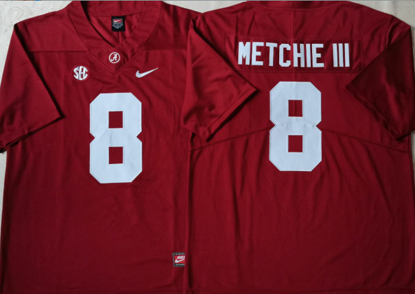 Men's Alabama Crimson Tide #8 John Metchie III Nike Crimson College Game Football Jerseys
