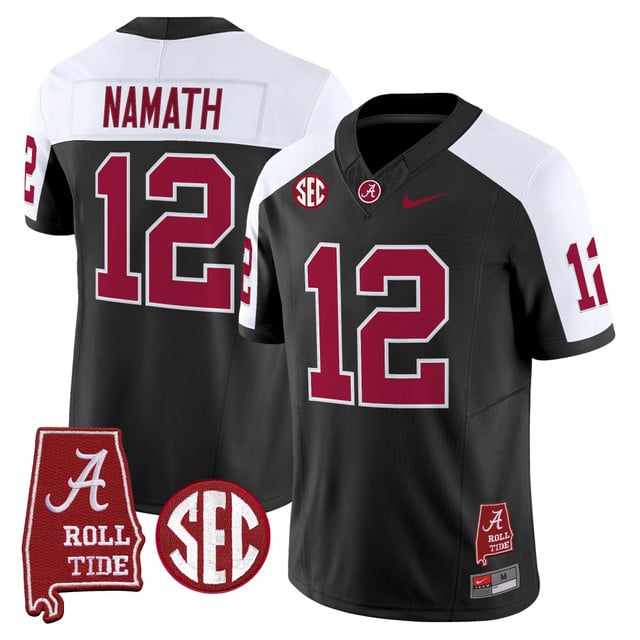 Men's Alabama Crimson Tide Throwback Vapor Limited Jersey - Alabama Map #12 Joe Namath