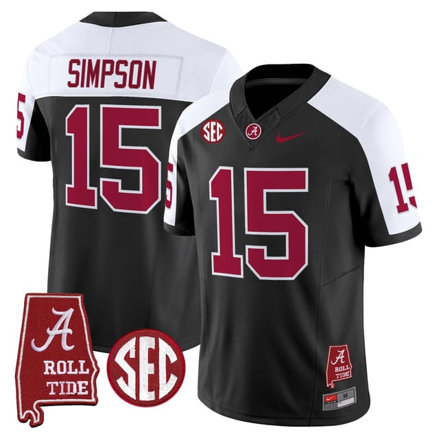 Men's Alabama Crimson Tide Throwback Vapor Limited Jersey - Alabama Map #15 TY Simpson