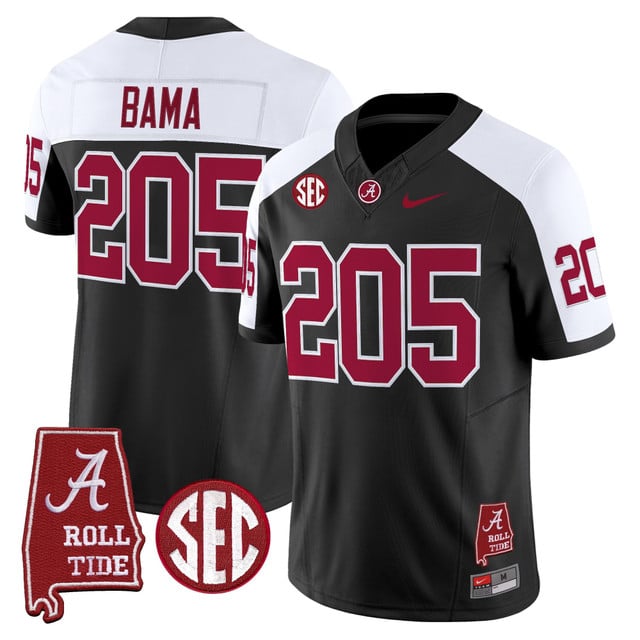 Men's Alabama Crimson Tide Throwback Vapor Limited Jersey - Alabama Map #205 Bama