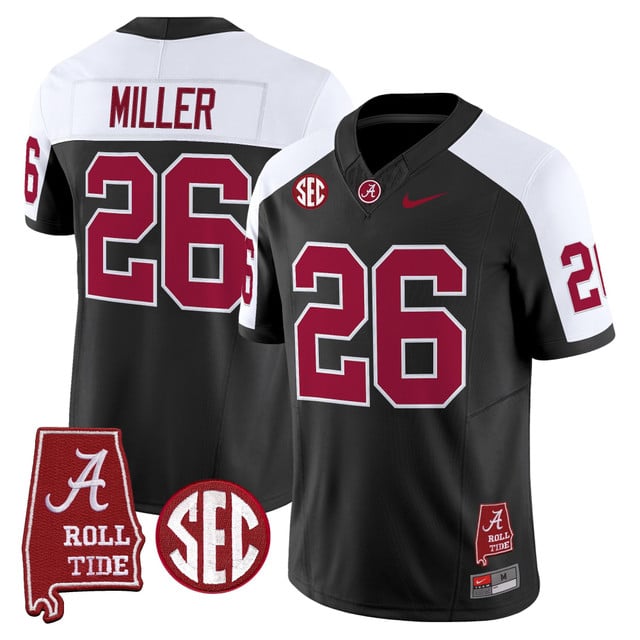 Men's Alabama Crimson Tide Throwback Vapor Limited Jersey - Alabama Map #26 Jam Miller