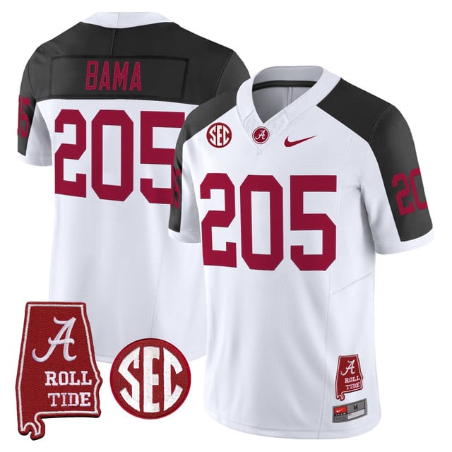 Men's Alabama Crimson Tide Throwback Vapor Limited Jersey - Alabama Map inverted #205 Bama