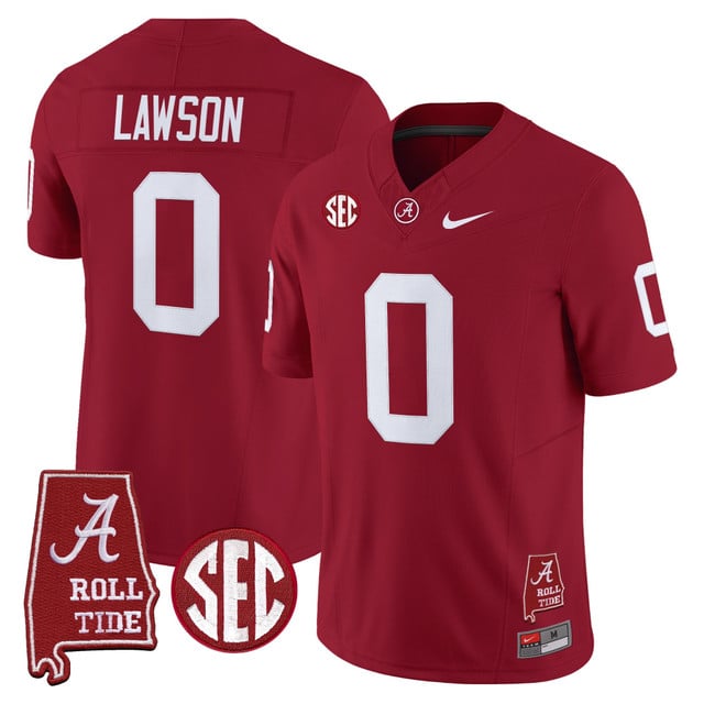 Men's Alabama Crimson Tide Throwback Vapor Limited Jersey - Alabama Map red #0 Deonate Lawson