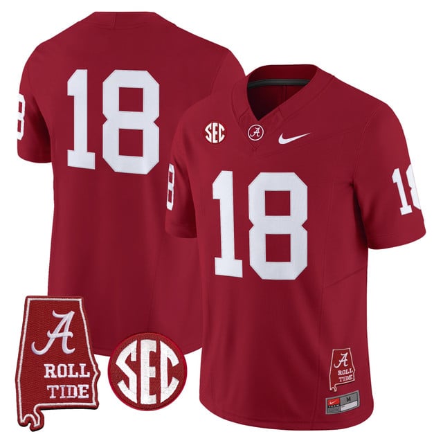 Men's Alabama Crimson Tide Throwback Vapor Limited Jersey - Alabama Map red #18