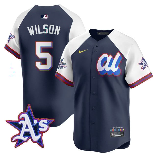 Men's American League 2025 MLB All-Star Jersey NAVY AITERNATE#5 JACOB WILSON