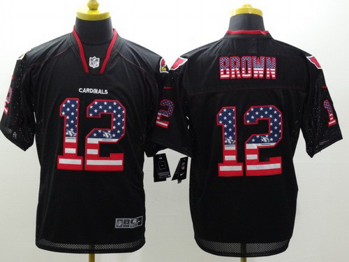 Men's Arizona Cardinals #12 John Brown 2014 USA Flag Fashion Black Nik Elite Jerseys