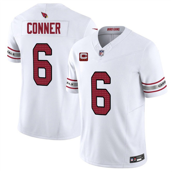 Men's Arizona Cardinals #6 James Conner White 2025 F.U.S.E. With 4-Star C Patch Vapor Untouchable Limited Football Stitched Jersey