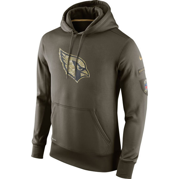 Men's Arizona Cardinals Team Logo Green Stitched Nike Olive Salute To Service Hoodie