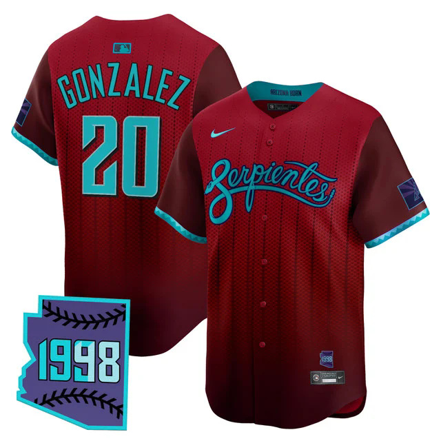 Men's Arizona Diamondbacks 2025 City Connect Vapor Premier Limited Jersey V2 RED #20 LUIS GONZALEZ.webp