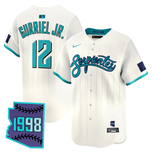 Men's Arizona Diamondbacks 2025 City Connect Vapor Premier Limited Jersey V2 WHITE #12 LOURDES GURRIEL JR..webp