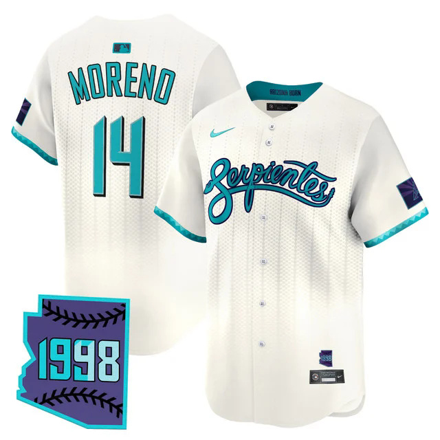 Men's Arizona Diamondbacks 2025 City Connect Vapor Premier Limited Jersey V2 WHITE #14 GABRIEL MORENO.webp