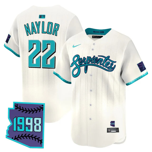 Men's Arizona Diamondbacks 2025 City Connect Vapor Premier Limited Jersey V2 WHITE #22 JOSH NAYLOR.webp
