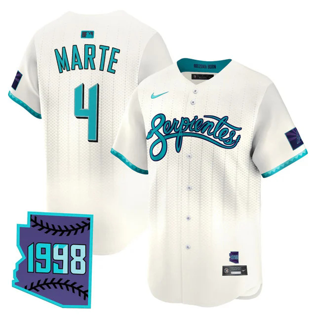 Men's Arizona Diamondbacks 2025 City Connect Vapor Premier Limited Jersey V2 WHITE #4 KETEL MARTE.webp