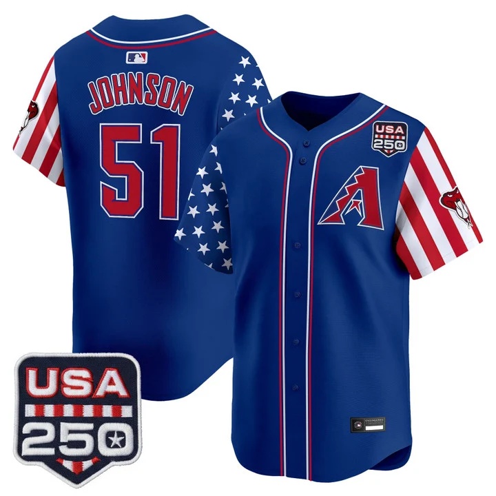 Men's Arizona Diamondbacks America 250 Edition Vapor Premier Limited Jersey ROYAL #51 RANDY JOHNSON