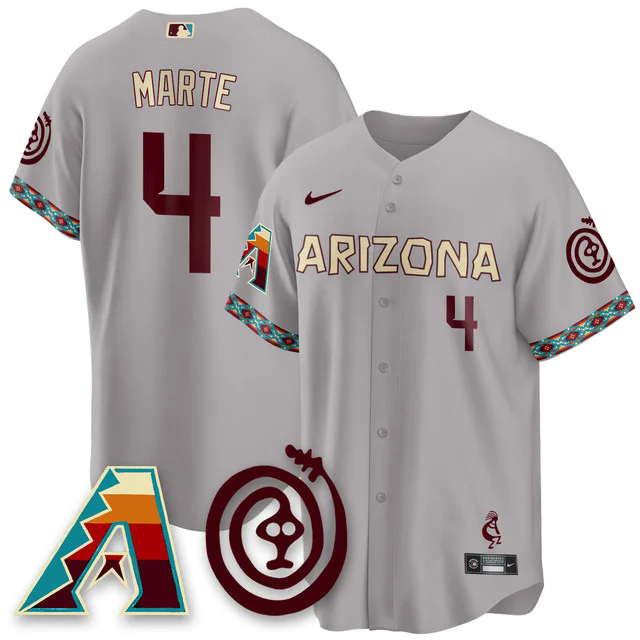 Men's Arizona Diamondbacks City Connect Concept Jersey V2 GREY #4 KETEL MARTE.webp