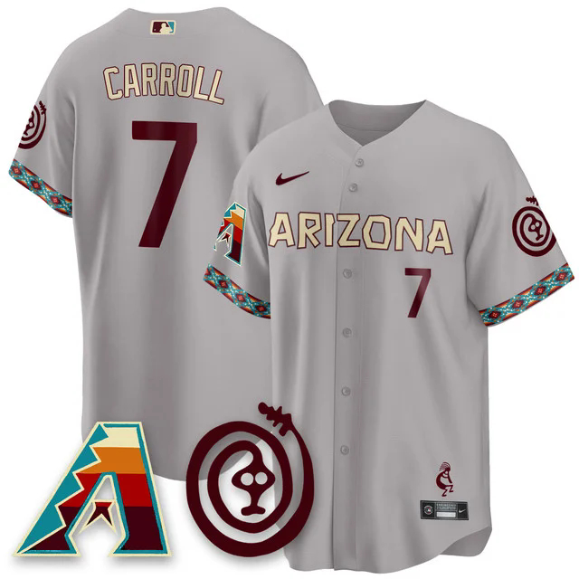 Men's Arizona Diamondbacks City Connect Concept Jersey V2 GREY #7 CORBIN CARROLL.webp