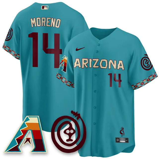 Men's Arizona Diamondbacks City Connect Concept Jersey V2 TEAL #14 GABRIEL MORENO.webp