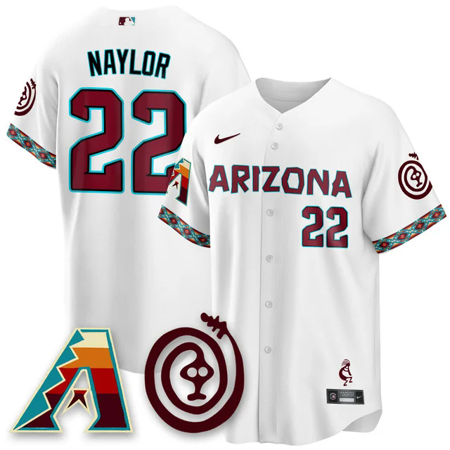 Men's Arizona Diamondbacks City Connect Concept Jersey V2 WHITE #22 JOSH NAYLOR.webp