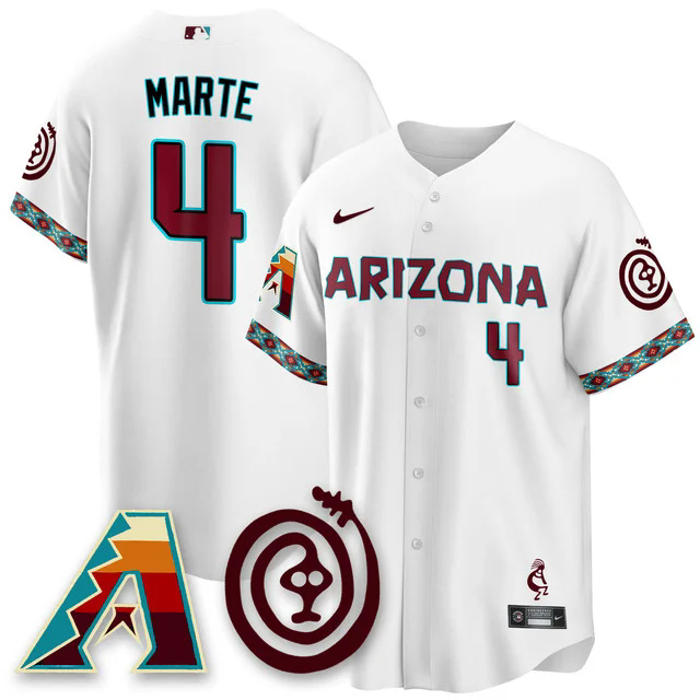 Men's Arizona Diamondbacks City Connect Concept Jersey V2 WHITE #4 KETEL MARTE.webp