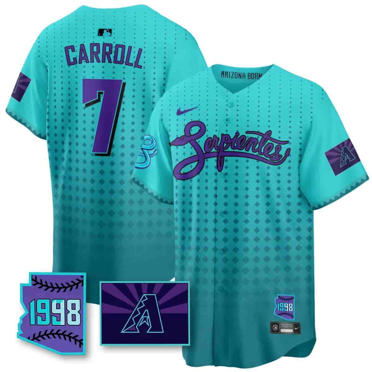 Men's Arizona Diamondbacks Purple for Second “Serpientes” City Connect Jersey - All Stitched Corbin Carroll -  7