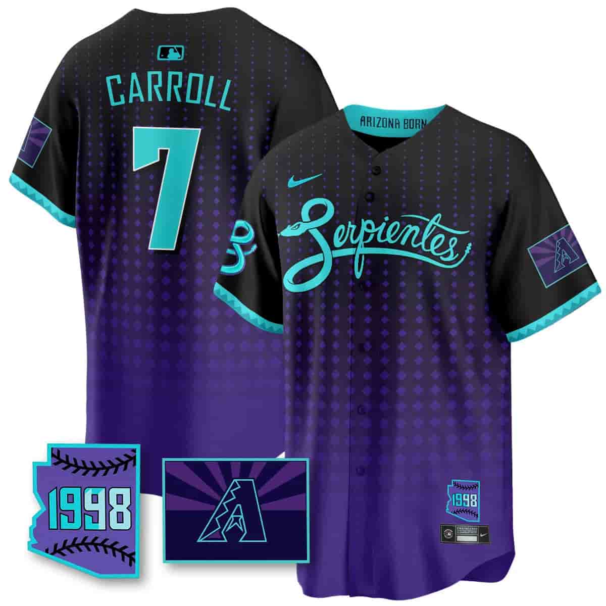 Men's Arizona Diamondbacks Purple for Second “Serpientes” City Connect Jersey - All Stitched Corbin Carroll - 7