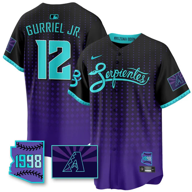 Men's Arizona Diamondbacks Purple for Second Serpientes City Connect Jersey #12 LOURDES GURRIEL JR..webp