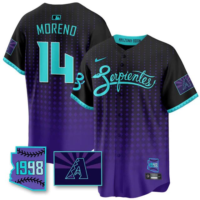 Men's Arizona Diamondbacks Purple for Second Serpientes City Connect Jersey #14 GABRIEL MORENO.webp