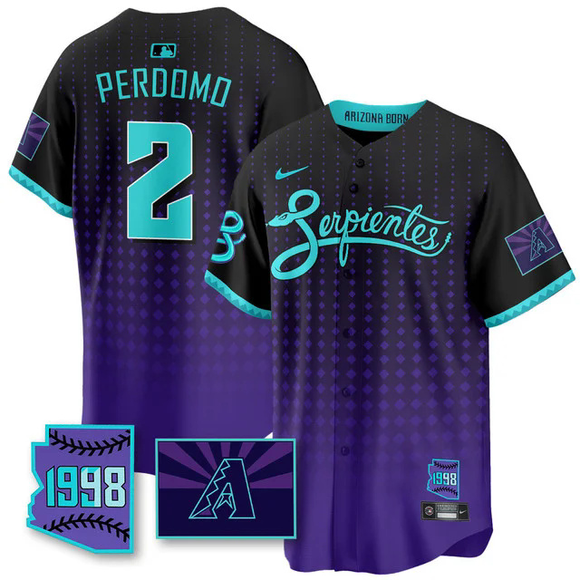 Men's Arizona Diamondbacks Purple for Second Serpientes City Connect Jersey #2 GERALDO PERDOMO.webp