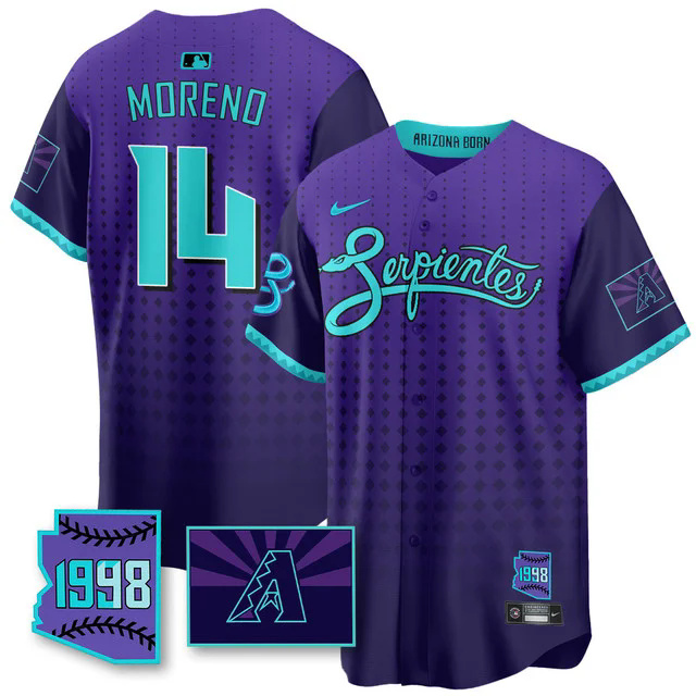 Men's Arizona Diamondbacks Purple for Second Serpientes City Connect Jersey PURPLE #14 GABRIEL MORENO.webp