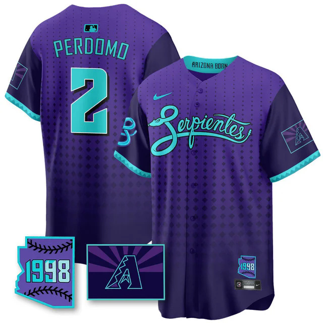 Men's Arizona Diamondbacks Purple for Second Serpientes City Connect Jersey PURPLE #2 GERALDO PERDOMO.webp