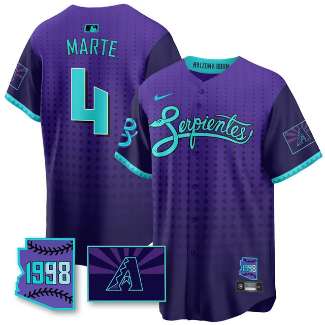 Men's Arizona Diamondbacks Purple for Second Serpientes City Connect Jersey PURPLE #4 KETEL MARTE.webp