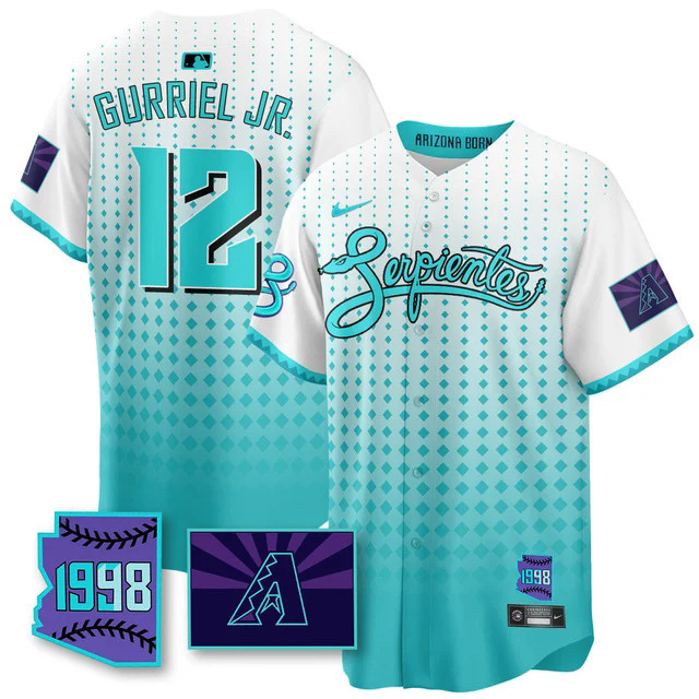 Men's Arizona Diamondbacks Purple for Second Serpientes City Connect Jersey WHITE #12 LOURDES GURRIEL JR..webp