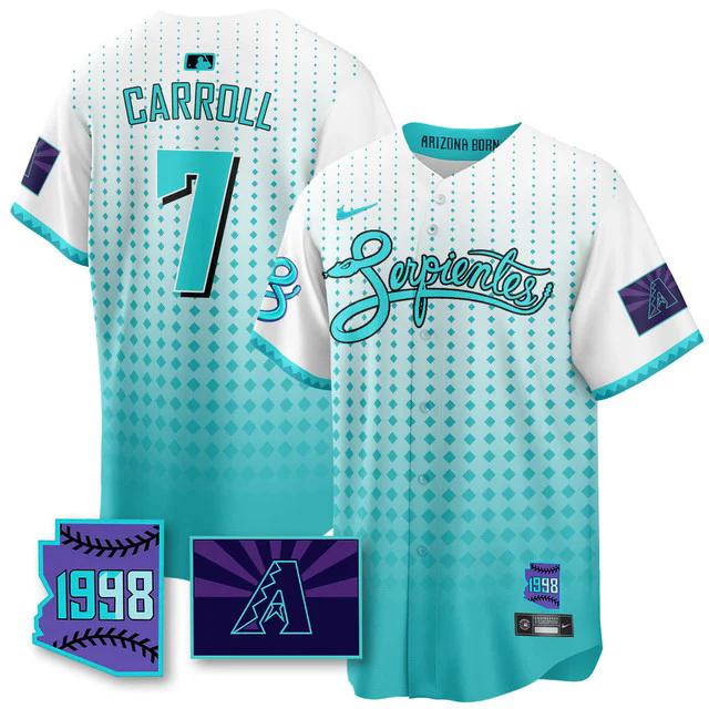 Men's Arizona Diamondbacks Purple for Second Serpientes City Connect Jersey WHITE #7 CORBIN CARROLL.webp