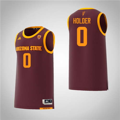 Men's Arizona State Sun Devils #0 Tra Holder Adidas 2018 Maroon Alumni College Basketball Jersey