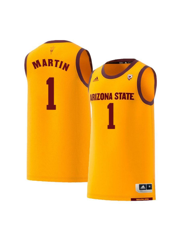 Men's Arizona State Sun Devils #1 Remy Martin Adidas 2018 Yellow Alumni College Basketball Jersey