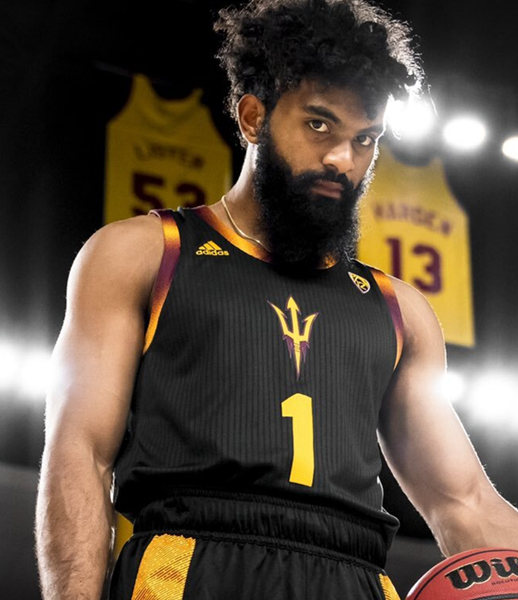 Men's Arizona State Sun Devils #1 Remy Martin Adidas 2021 Black Gold College Basketball Game