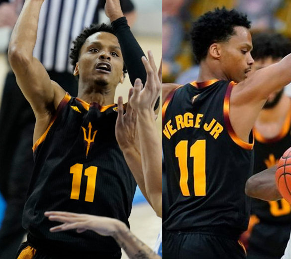 Men's Arizona State Sun Devils #11 Alonzo Verge Jr. Adidas 2021 Black Gold College Basketball Game