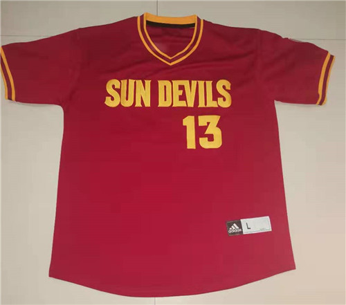 Men's Arizona State Sun Devils #13 Austin Barnes Adidas Maroon Sun Devils Pullover Baseball Jersey