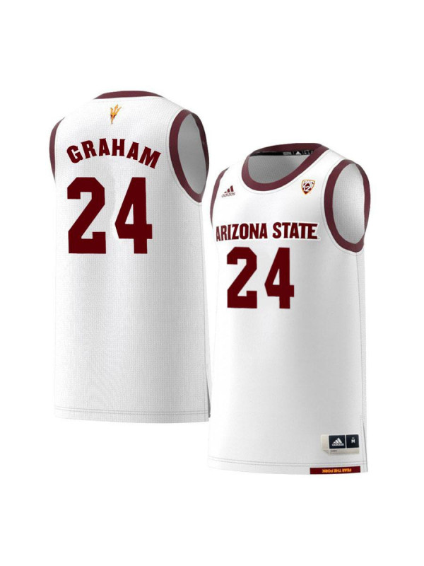 Men's Arizona State Sun Devils #24 Jalen Graham Adidas 2018 White Alumni College Basketball Jersey