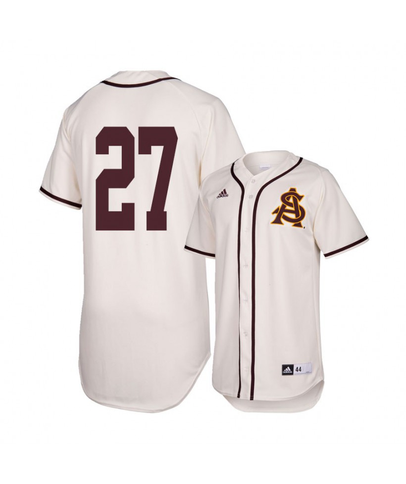 Men's Arizona State Sun Devils #27 Hunter Jump White Baseball Jersey