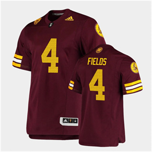 Men's Arizona State Sun Devils #4 Evan Fields Adidas Maroon Retro 1975 Throwback Football Jersey