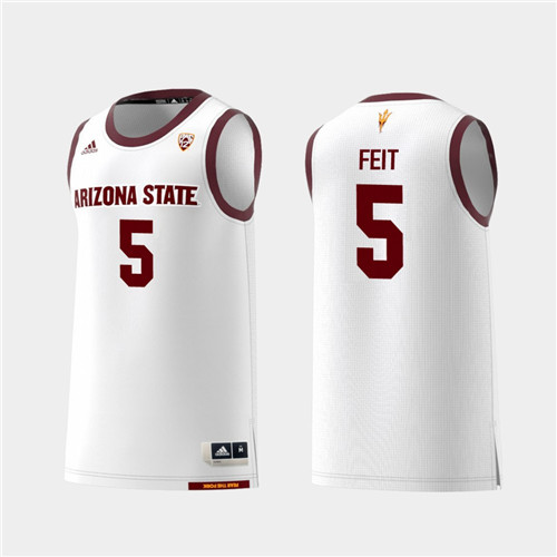 Men's Arizona State Sun Devils #5 Kyle Feit Adidas 2018 White Alumni College Basketball Jersey