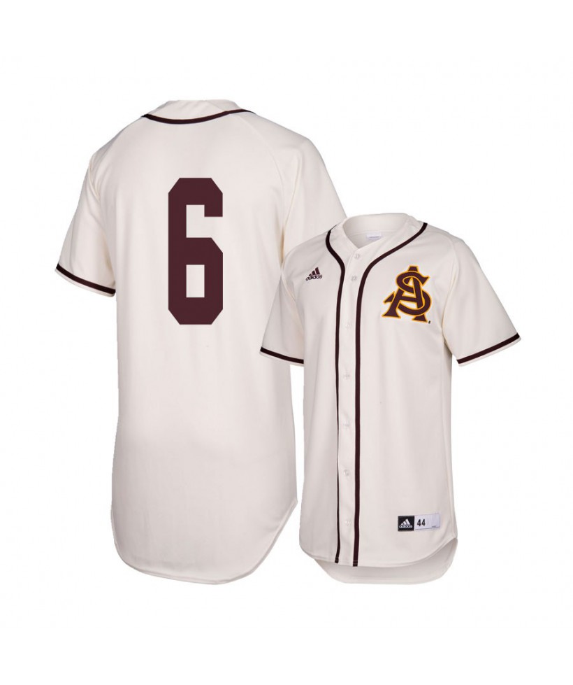 Men's Arizona State Sun Devils #6 Drew Swift White Baseball Jersey