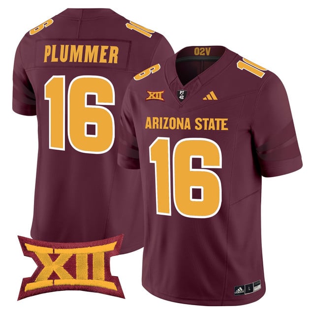 Men's Arizona State Sun Devils 2025 Vapor Limited Jersey MAROON#16 JAKE PLUMMER